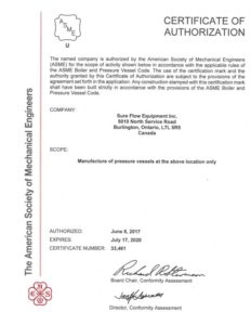 ASME Certificate of Authorization