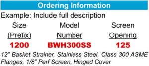 BWH150 ordering info box