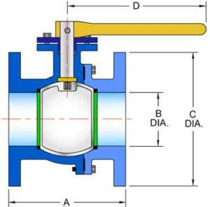 schematic cast iron full port ball valve
