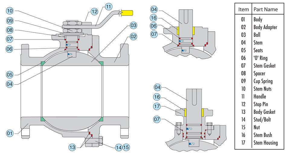 two piece soft seated ball valve part number schematic