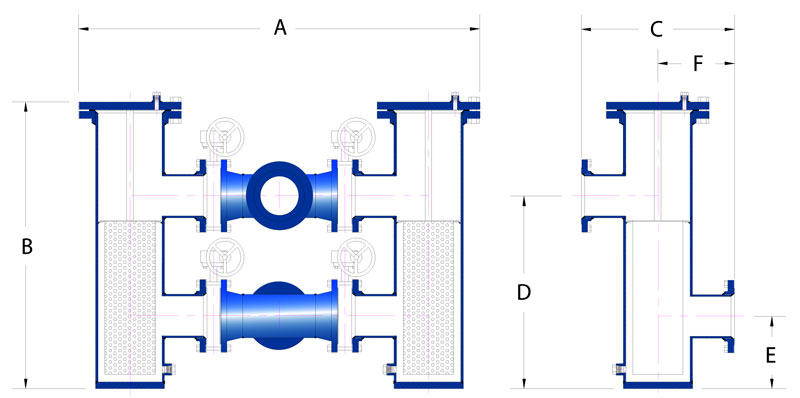 Sure Flow FRP Duplex Strainers schematic