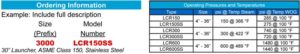 Sure Flow ordering info and operating pressures launchers