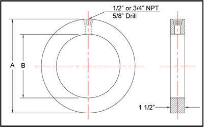 Bleed Rings Flushing Rings dimensional schematic