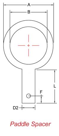 Paddle Spacer schematic for Dimensions