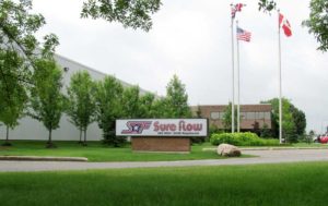 sign and flags photo outside the front of Sure Flow Equipment