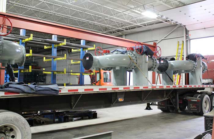 Flatbed in warehouse getting loaded