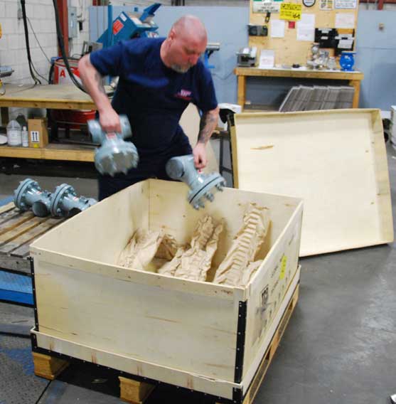 Vern loading strainers with packaging