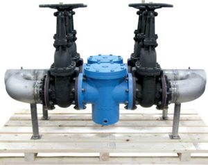 Fabricated 8 inch Dual Basket Strainer w 4 Gate Valves for Isolation
