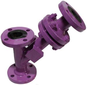 FW150 fabricated strainer in purple from another angle
