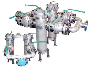 3 inch DBH300SS stainless steel fabricated dual basket strainer with ball valves