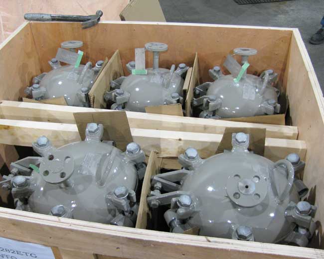 fabricated basket strainers with T-Bolt closures ready for shipping