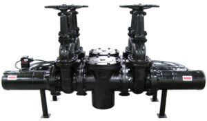8 inch DBDB125 gate valves and pressure differential gauge fabricated dual basket