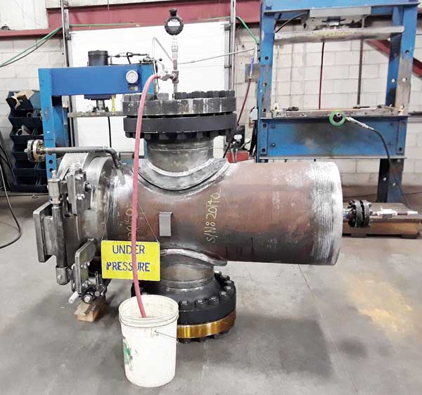 hydrostatic test of fabricated pressure vessel strainer