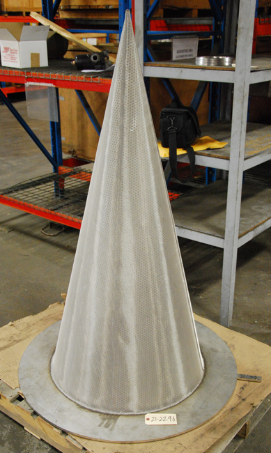 30 inch reverse flow cone strainer custom fabricated by Sure Flow
