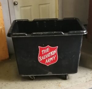 Salvation Army donation bin at Sure Flow Equipment