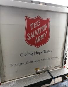 rear door of Salvation Army truck at Sure Flow Equipment 2022