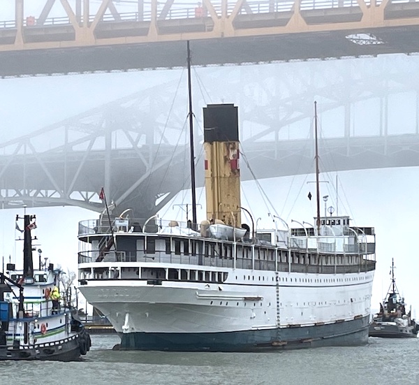 SS Keewatin under the Burlington Skyway Bridge